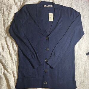 LOFT Deep Blue Button-Up Cardigan XSP